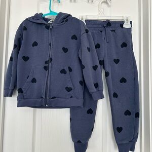 H&M Heart Print Sweatsuit Set